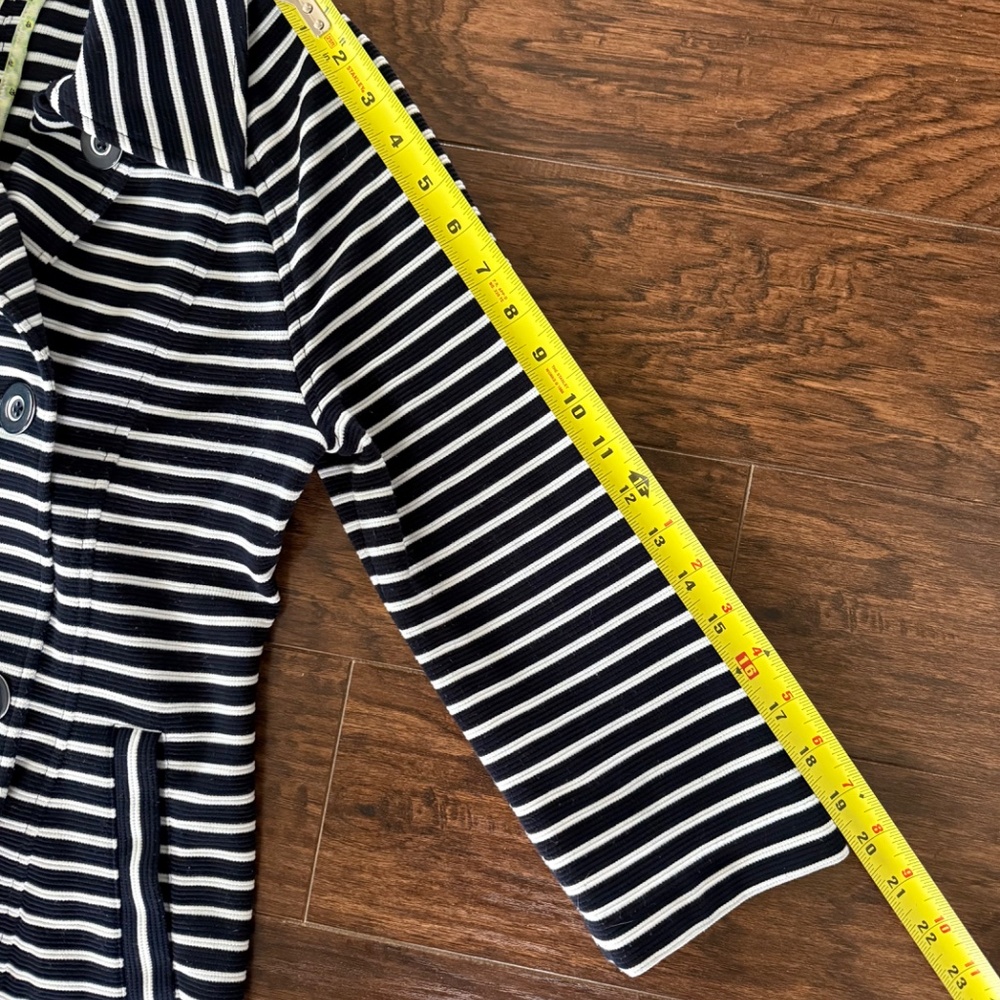 CAbi Striped Double Breasted Trench Jacket Navy White Size S Style 5151 - Picture 12 of 15
